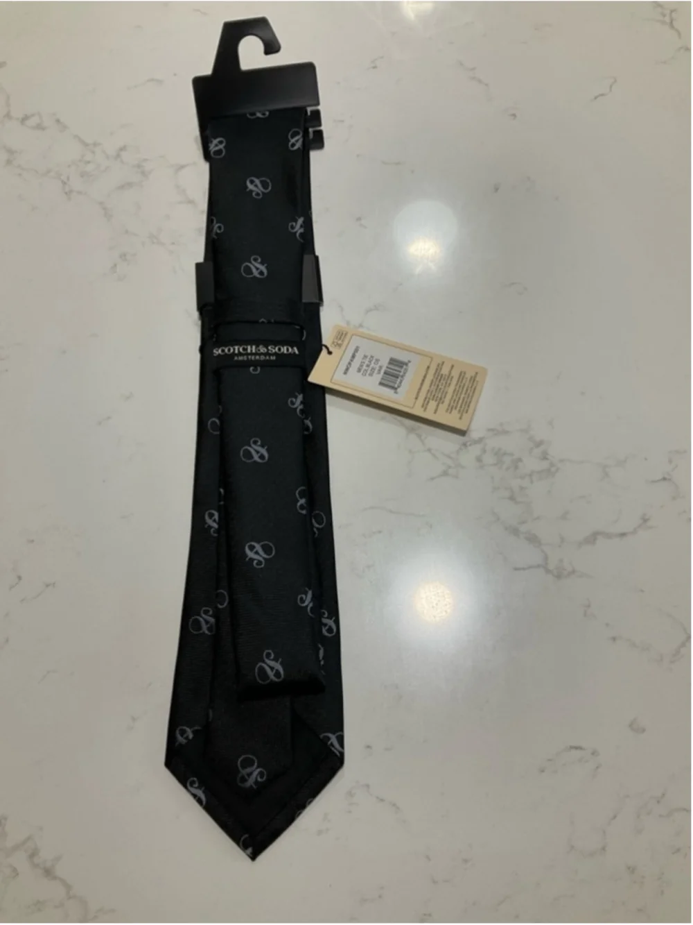 Scotch & Soda Men's Repeating Logo Tie Black and Gray NWT